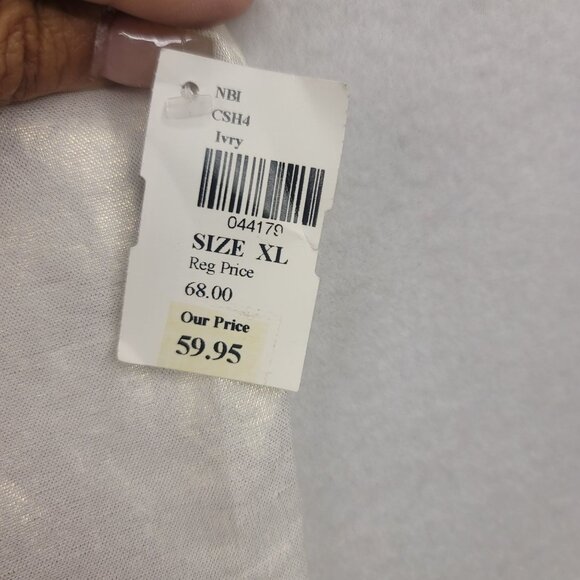 Clara Sunwoo Sleeveless Ruffle Button Front Top XL Ivory Linen Blend New - Picture 5 of 9